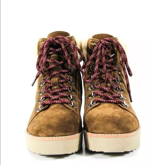 SAM EDELMAN Suede Franc Ankle Shearling Warm Boots Toffee Brown 5.5 Medium NWT - Picture 3 of 8